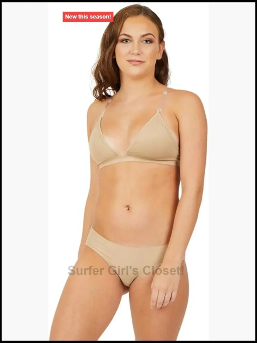 Deep Neck Clear Back Bra - Push Up Plunge Halter with Removable Cups